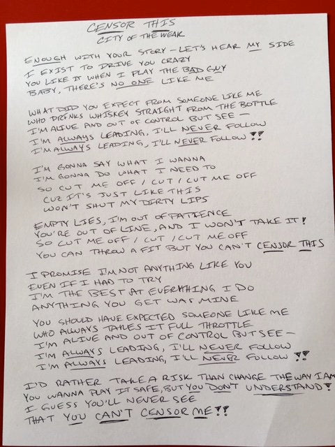 ANY SONG - HANDWRITTEN LYRICS BY STEF W/ AN F